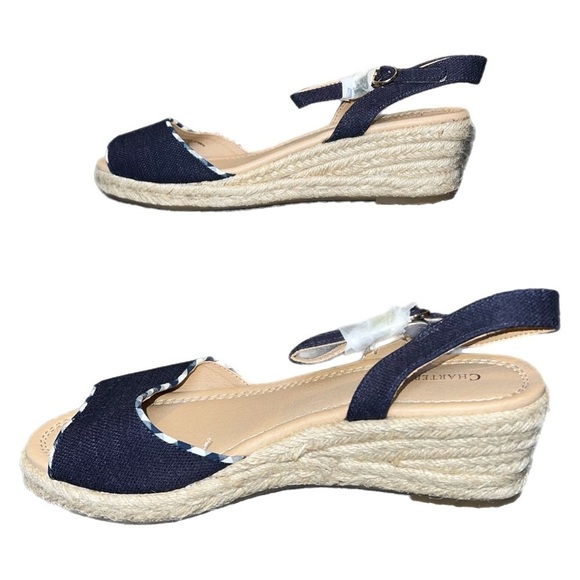 NWOT - Charter Club - Womens Luchia Canvas Buckle Wedge Sandals - Size 8 - Picture 3 of 7